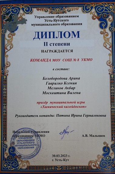Муниципальная игра "Химический калейдоскоп".